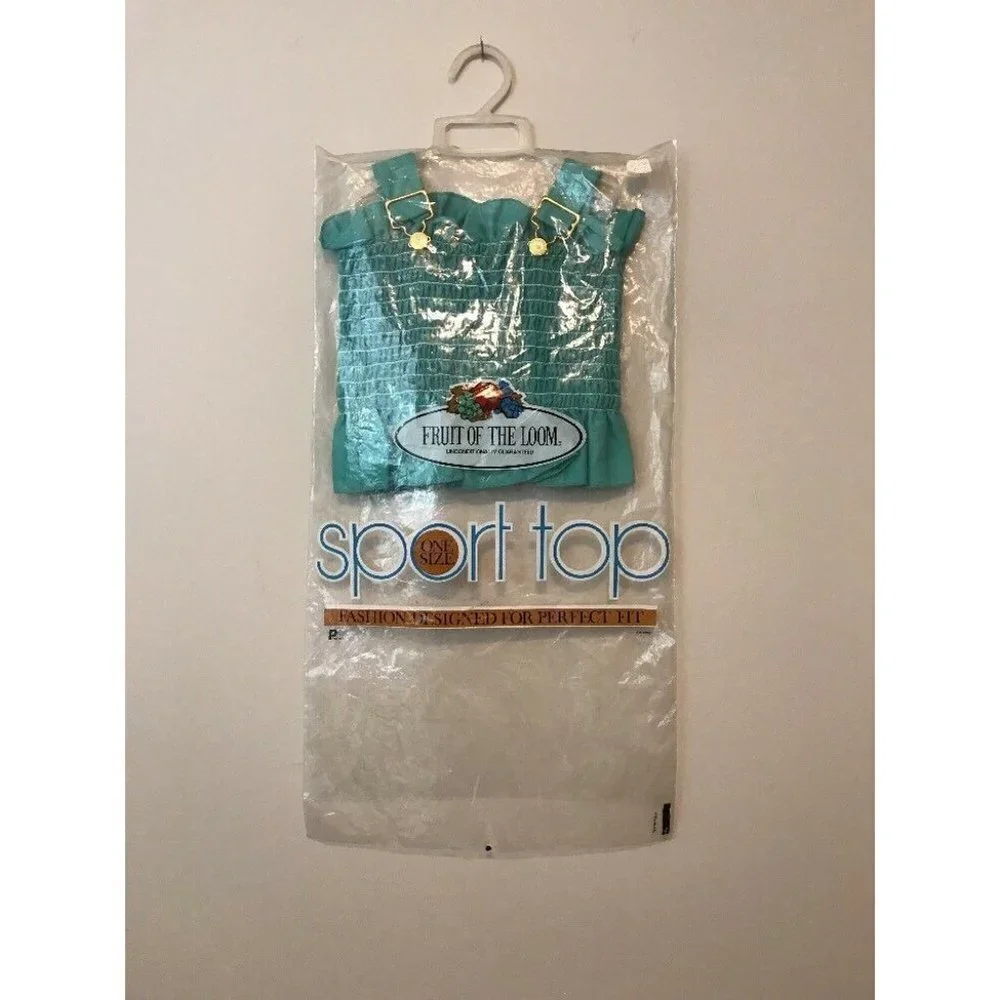 Vintage Fruit Of The Loom One Size Children's Overall Elastic Top NWT Teal Green